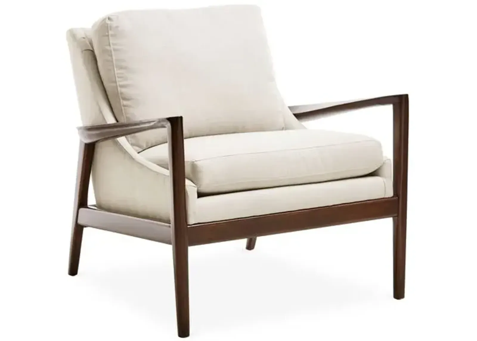 Ebonwood Accent Chair - Oyster Linen - Miles Talbott - Ivory, Comfortable, Durable