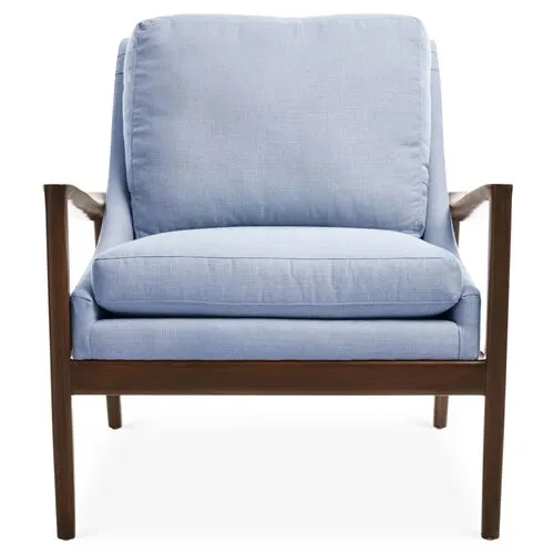 Ebonwood Accent Chair - Blue Linen - Miles Talbott, Comfortable, Durable