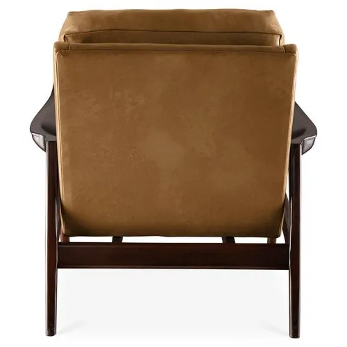 Ebonwood Accent Chair - Caramel Leather - Miles Talbott - Brown, Comfortable, Durable