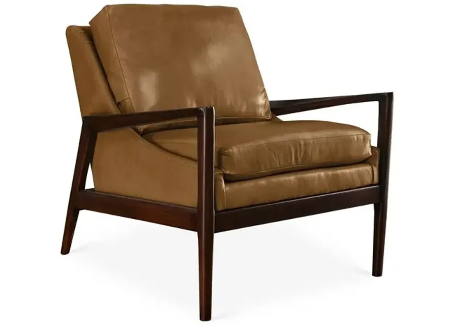 Ebonwood Accent Chair - Caramel Leather - Miles Talbott - Brown, Comfortable, Durable