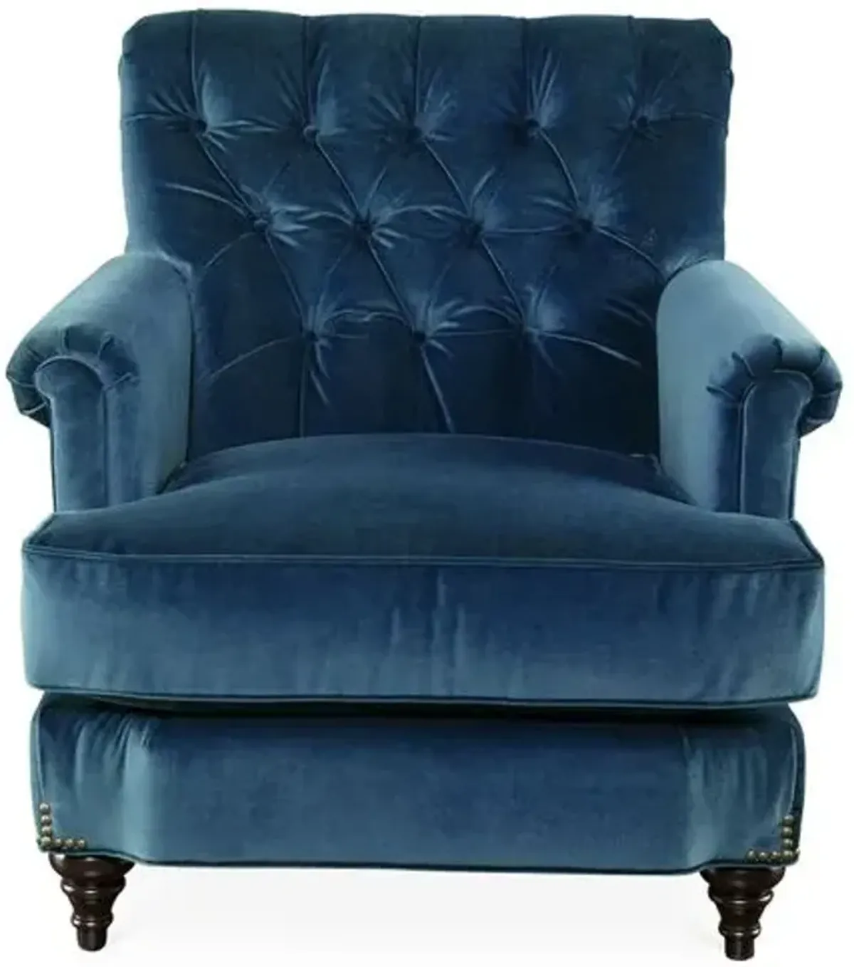 Acton Tufted Club Chair - Blue Velvet - Miles Talbott