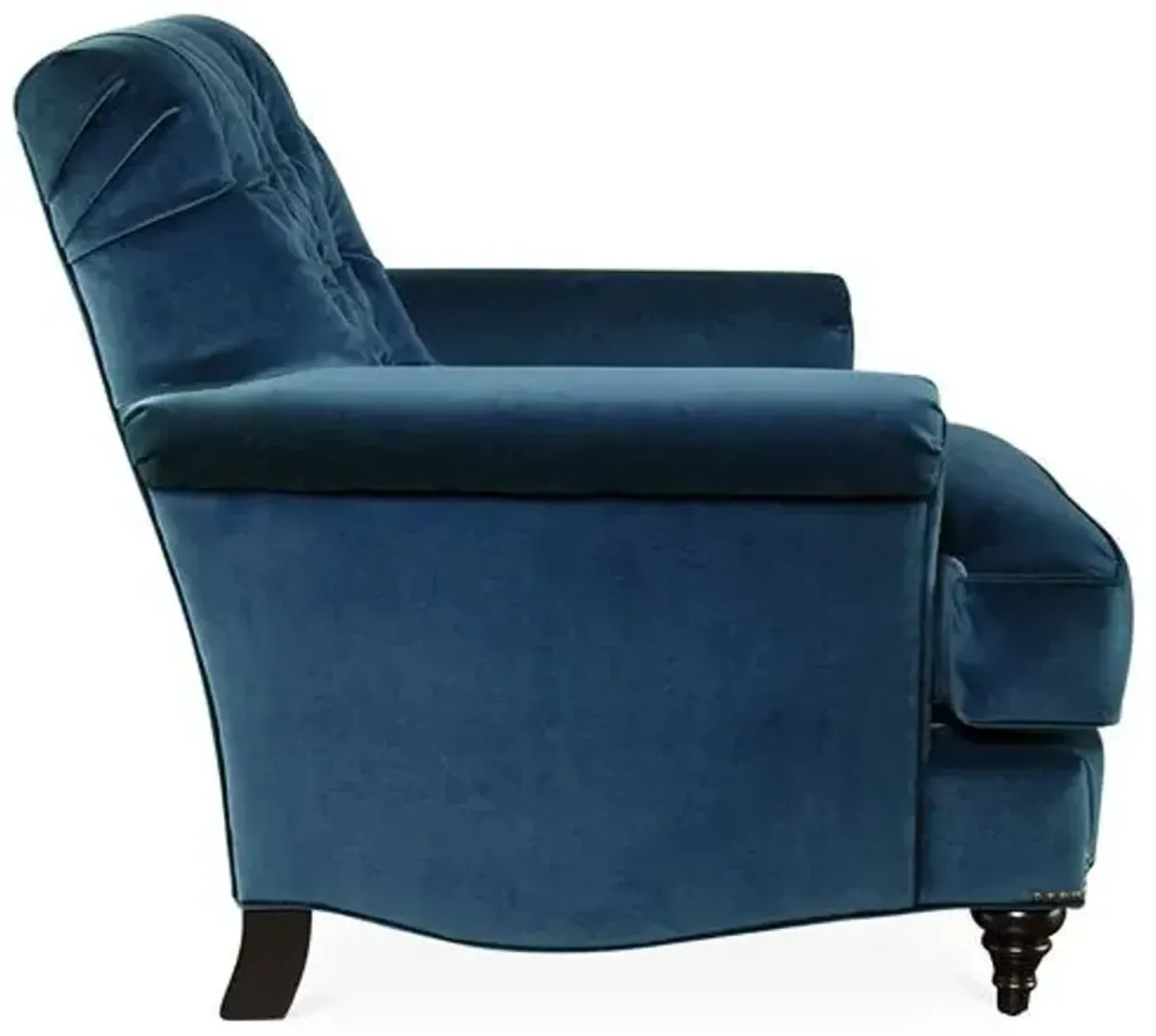 Acton Tufted Club Chair - Blue Velvet - Miles Talbott