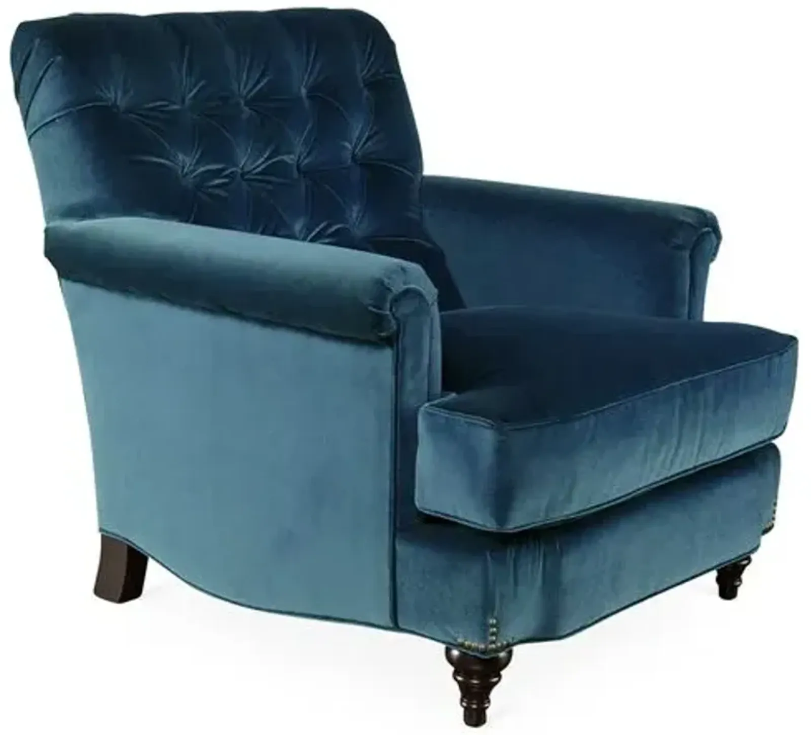 Acton Tufted Club Chair - Blue Velvet - Miles Talbott