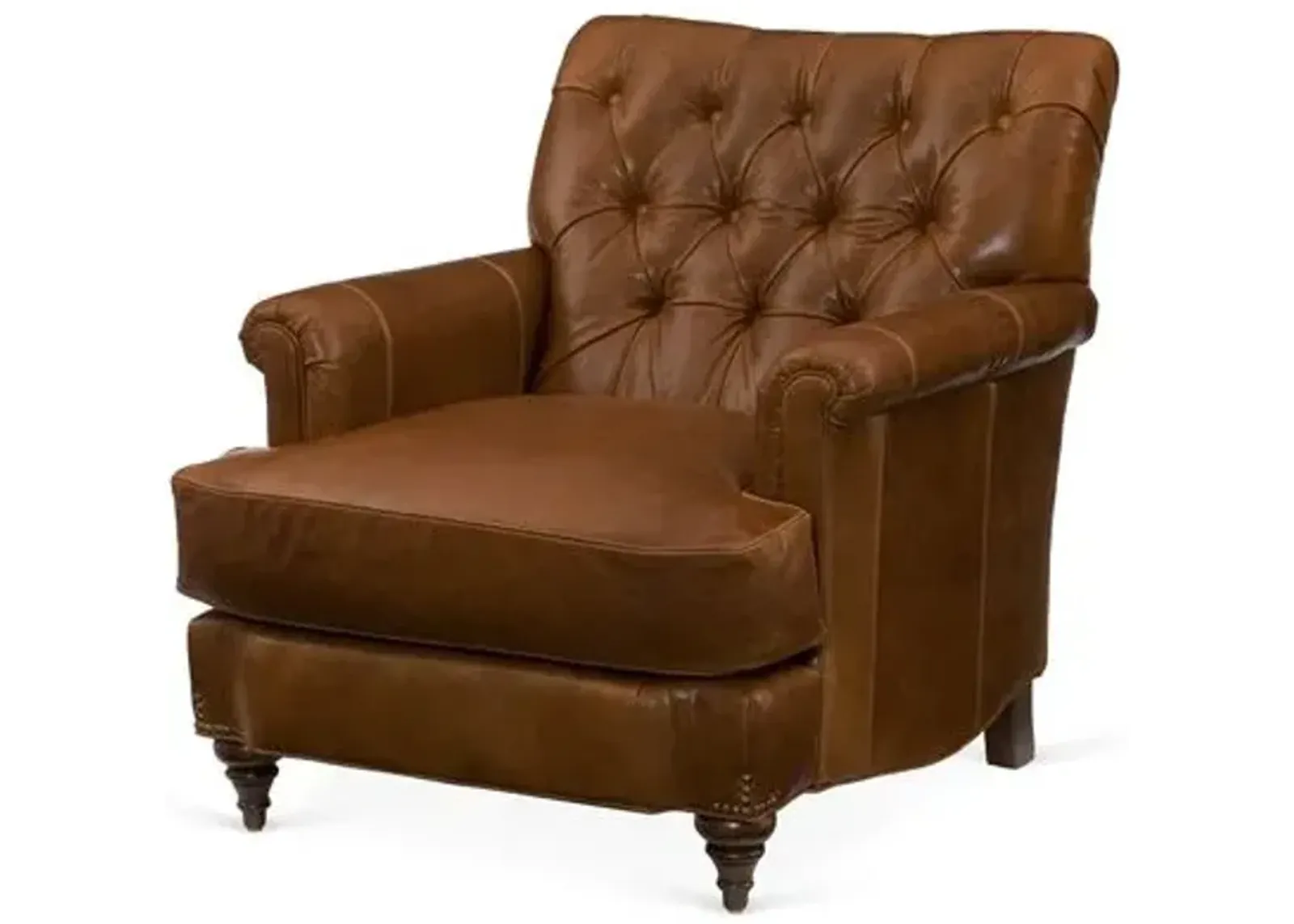 Acton Tufted Club Chair - Saddle Leather - Miles Talbott