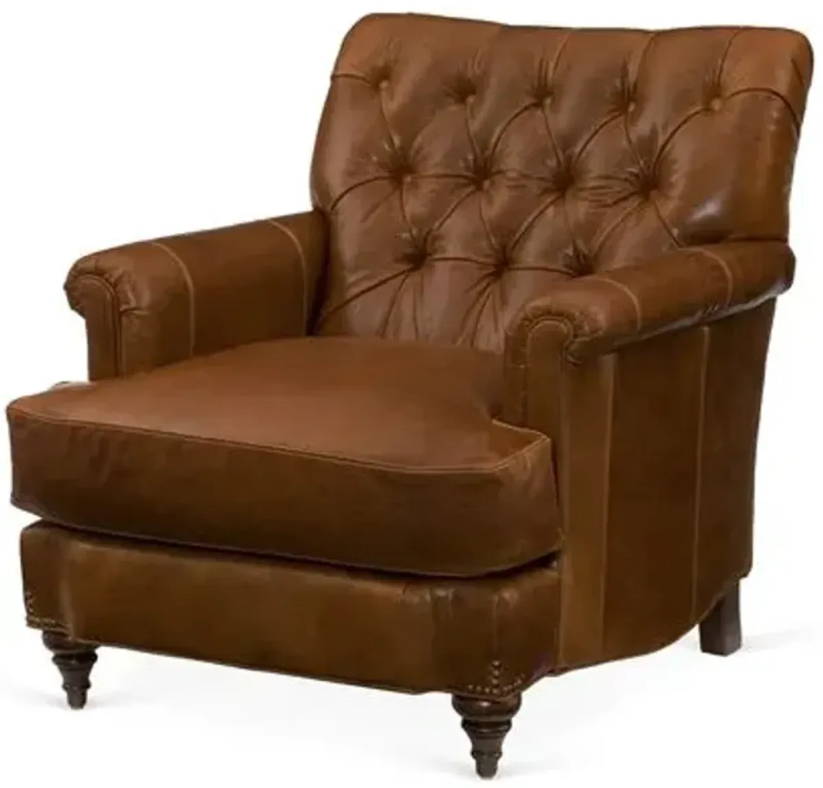 Acton Tufted Club Chair - Saddle Leather - Miles Talbott