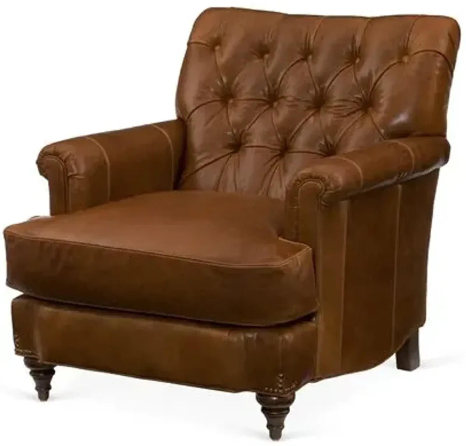 Acton Tufted Club Chair - Saddle Leather - Miles Talbott