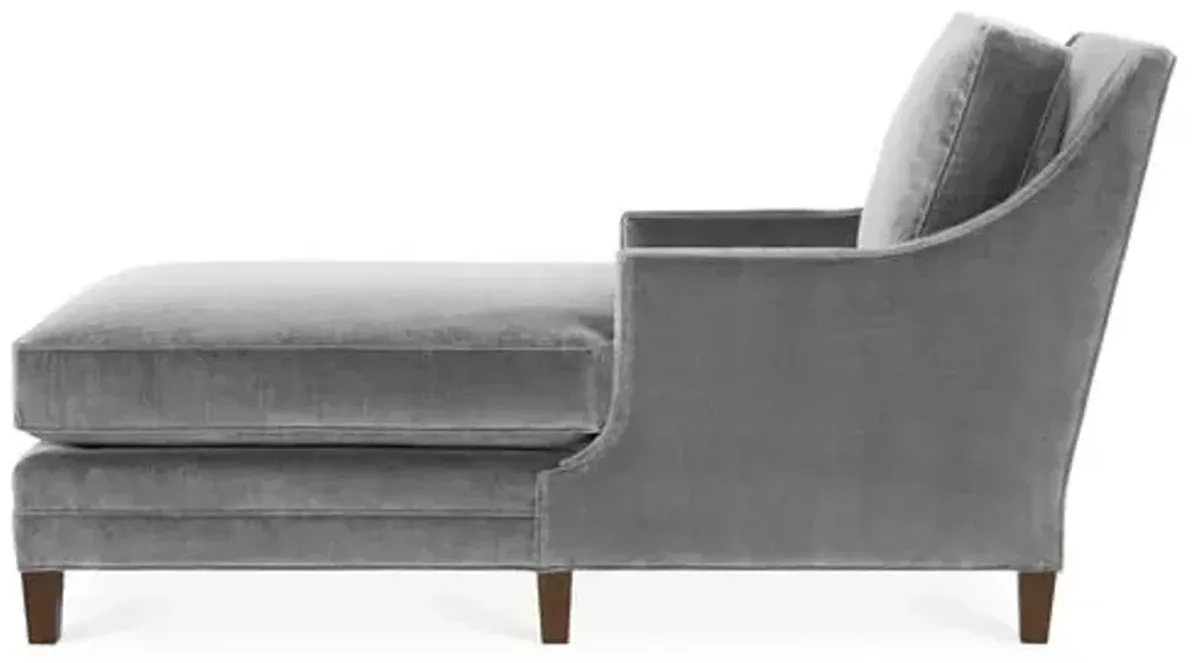 Salon Chaise - Gray Velvet - Joe Ruggiero - Gray - Comfortable, Sturdy, Stylish