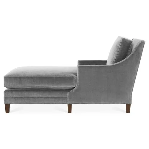 Salon Chaise - Gray Velvet - Joe Ruggiero - Gray - Comfortable, Sturdy, Stylish