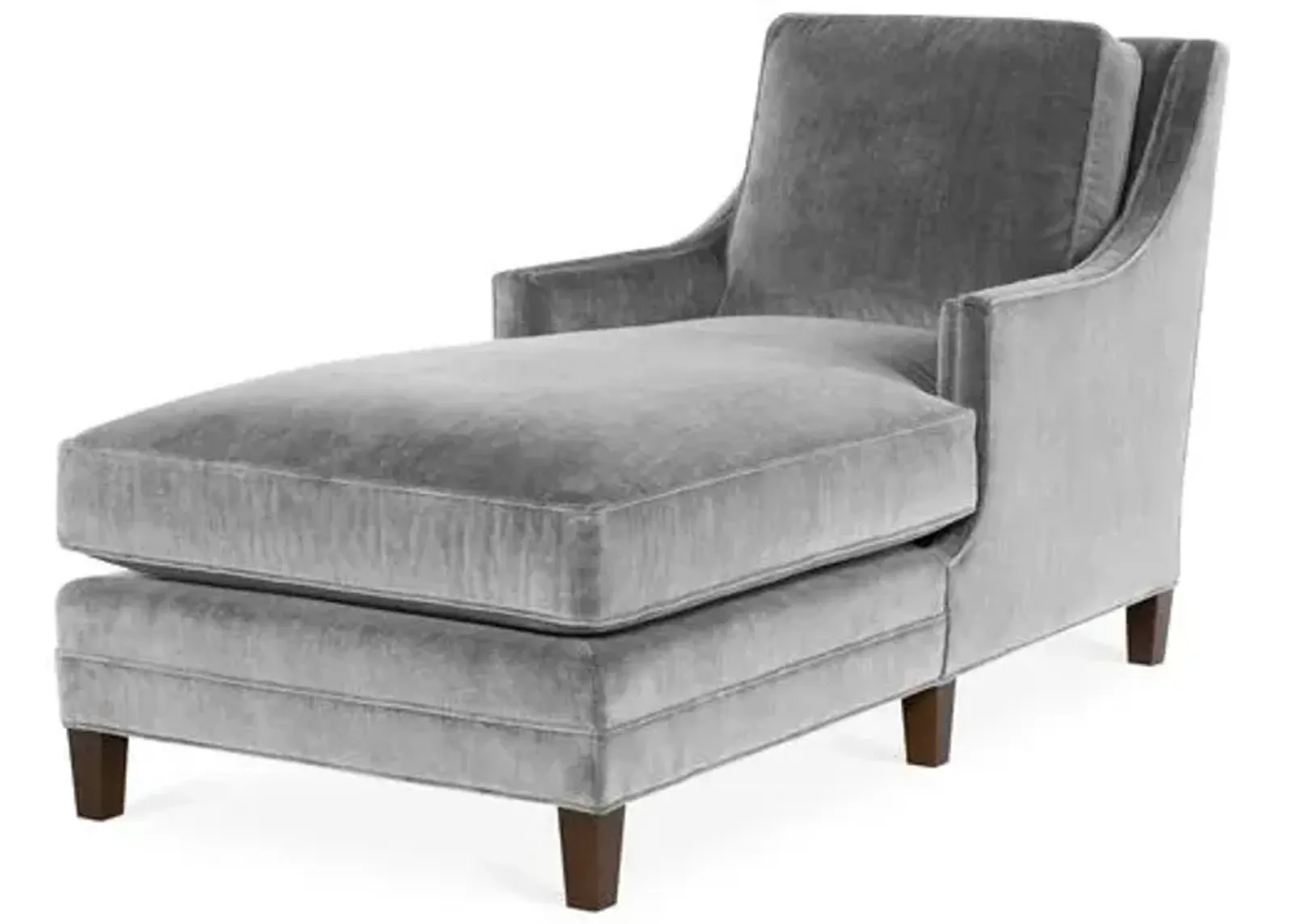 Salon Chaise - Gray Velvet - Joe Ruggiero - Gray - Comfortable, Sturdy, Stylish