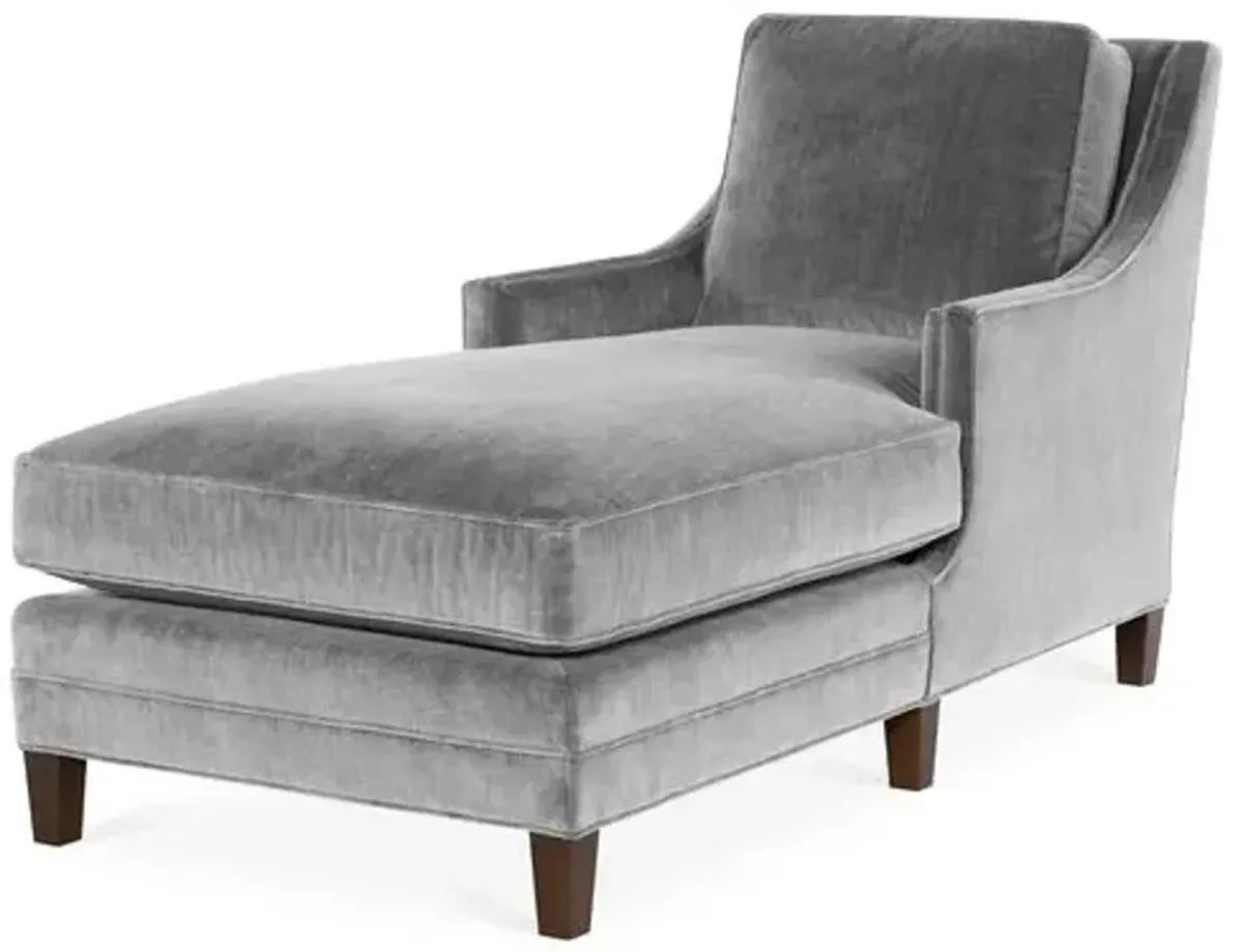 Salon Chaise - Gray Velvet - Joe Ruggiero - Gray - Comfortable, Sturdy, Stylish