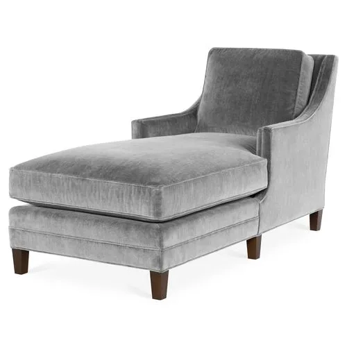 Salon Chaise - Gray Velvet - Joe Ruggiero - Gray - Comfortable, Sturdy, Stylish