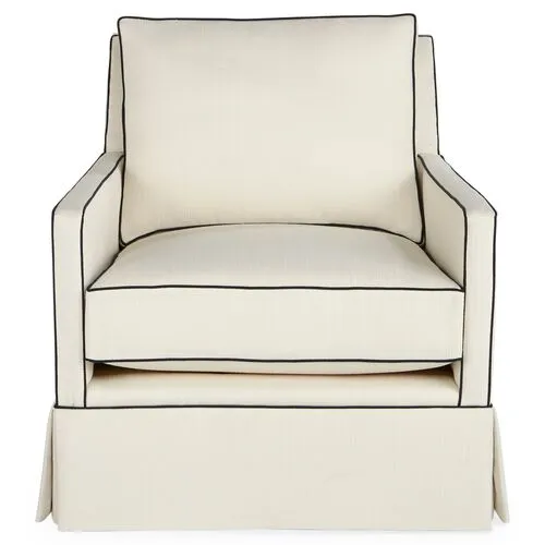 Auburn Club Chair - Ivory/Navy Crypton - Miles Talbott - Hancrafted in the USA