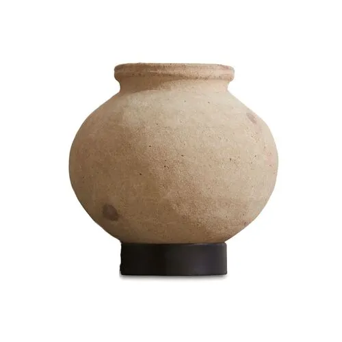 Desert Water Pot with Iron Base - Tan - Global Views - Beige