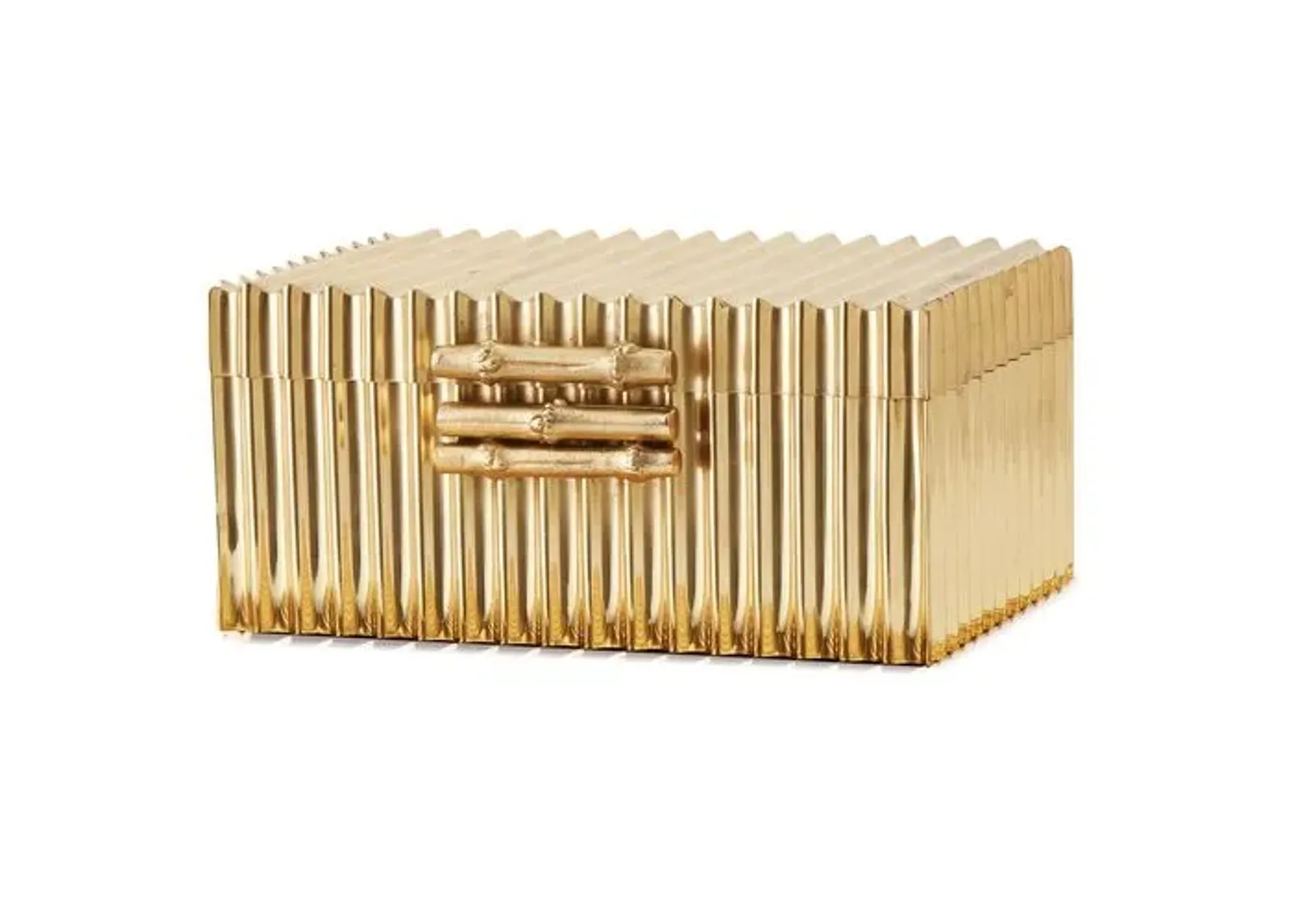 Corrugated Bamboo Box - Brass - Global Views - Gold - Gold - 9"