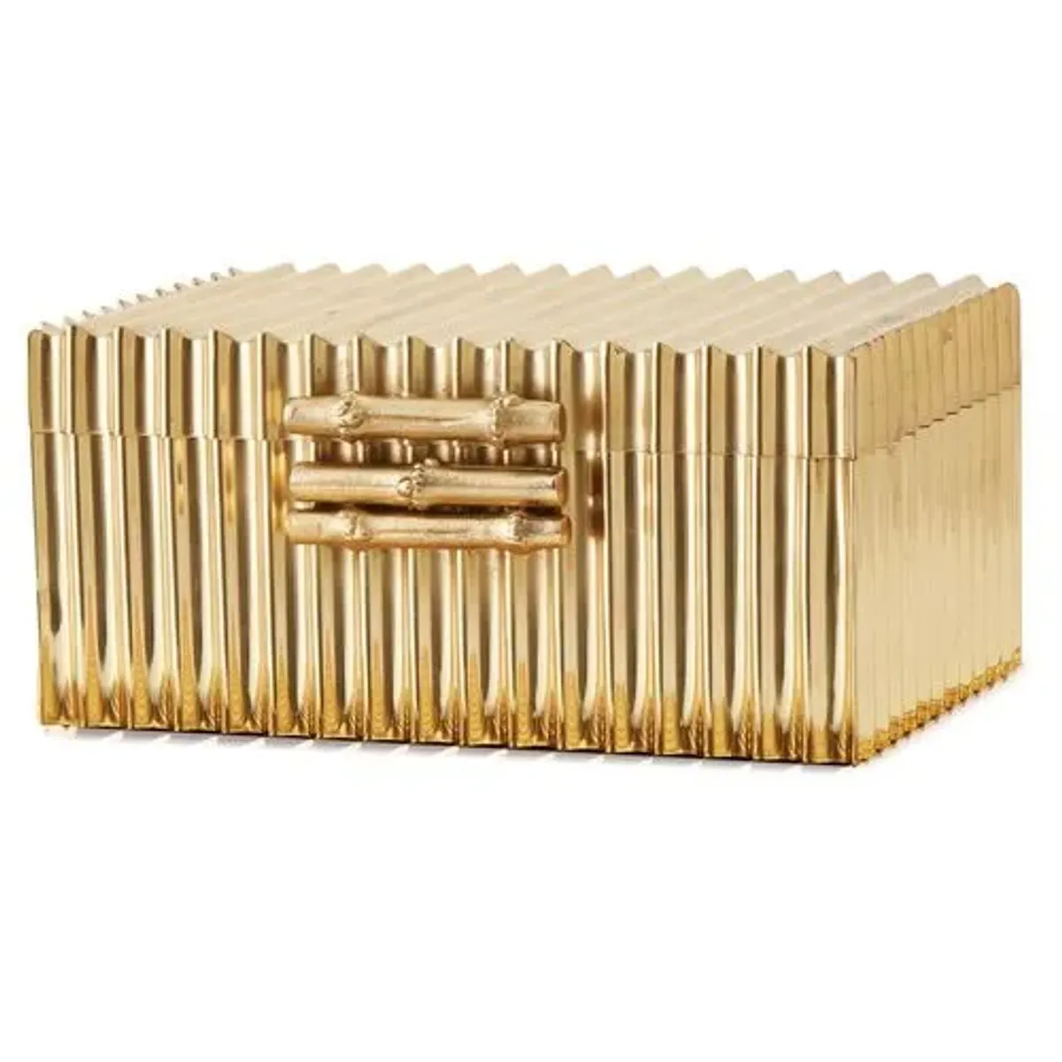 Corrugated Bamboo Box - Brass - Global Views - Gold - Gold - 9"