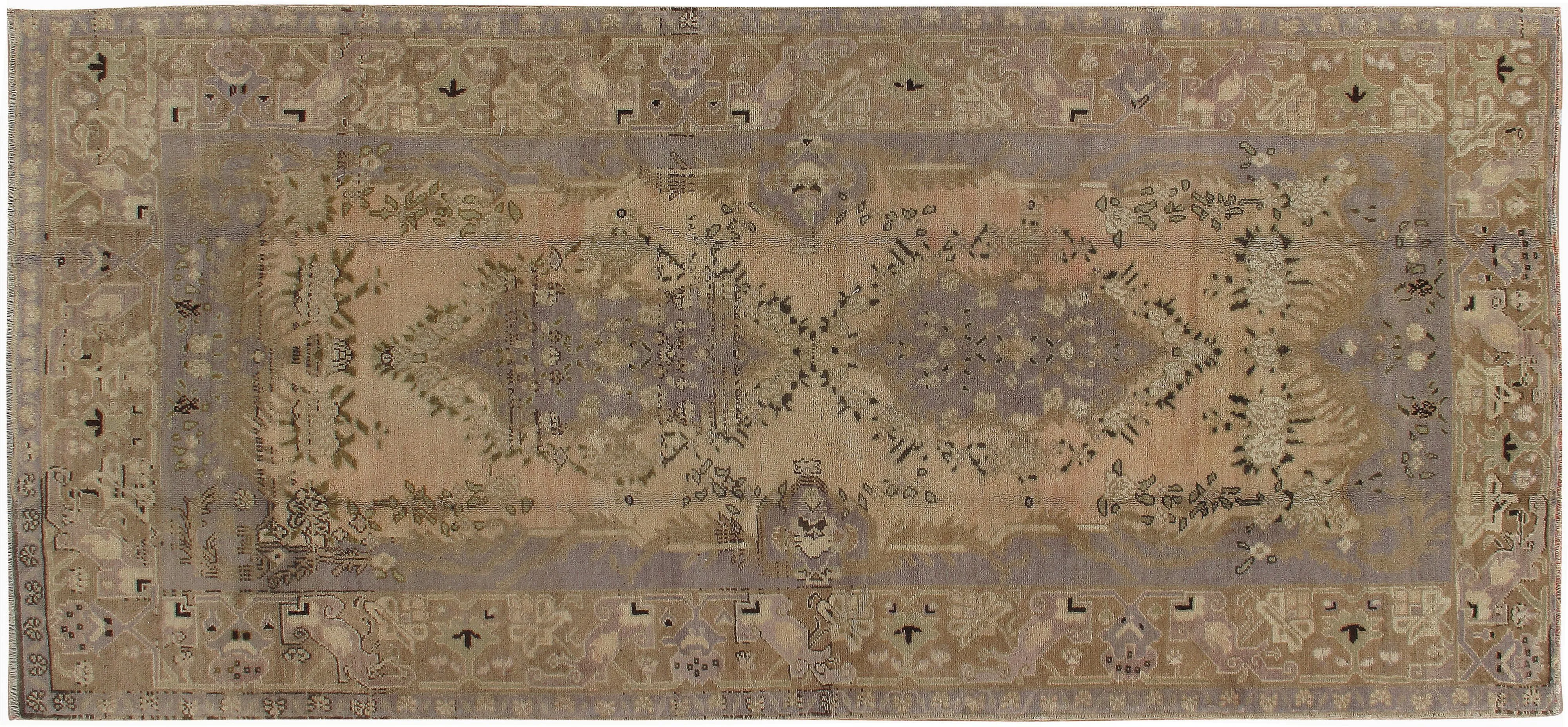 Turkish Oushak Rug - 4'10" x 10'2" - gray - gray