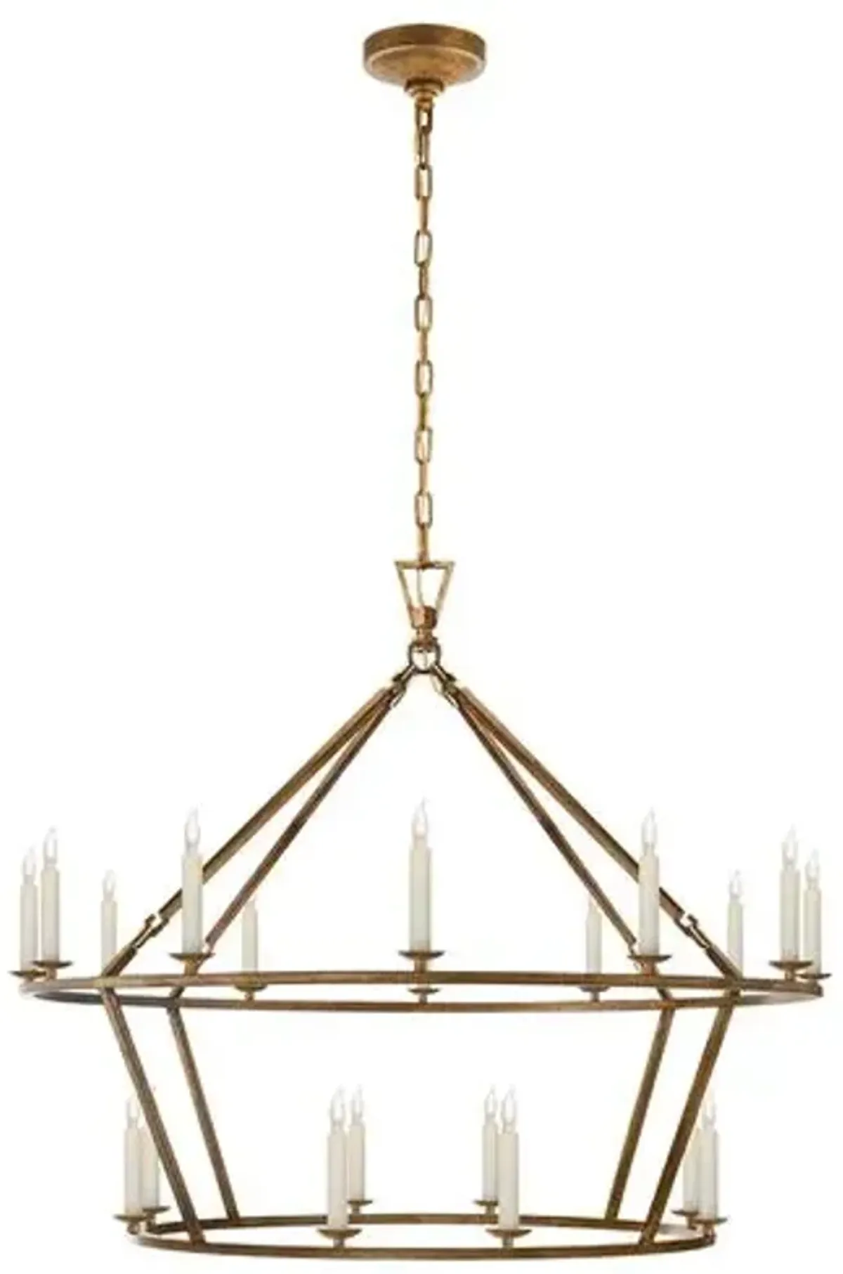 Visual Comfort - Darlana Large Two-Tiered Ring Chandelier - Antique Brass - Gold