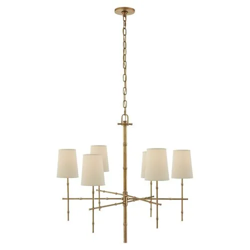 Visual Comfort - Grenol Bamboo Chandelier - Antique Brass - Gold