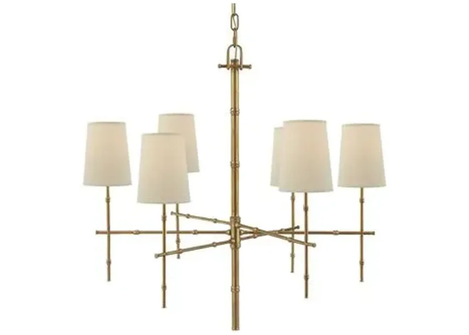 Visual Comfort - Grenol Bamboo Chandelier - Antique Brass - Gold