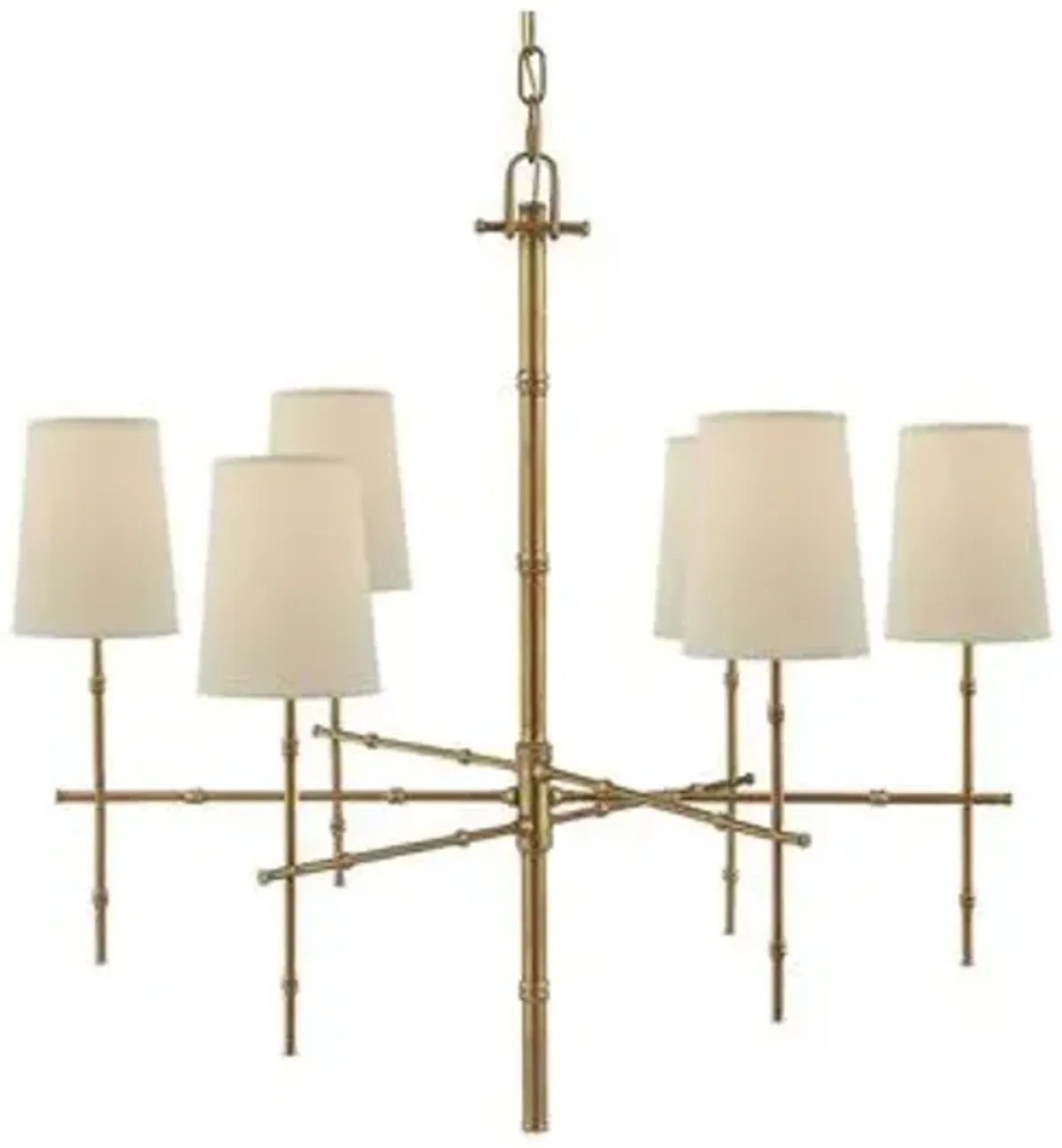 Visual Comfort - Grenol Bamboo Chandelier - Antique Brass - Gold