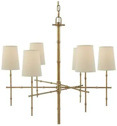 Visual Comfort - Grenol Bamboo Chandelier - Antique Brass - Gold