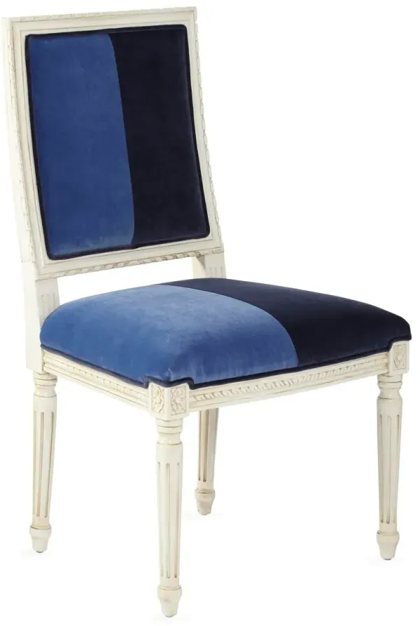 Exeter Side Chair, Cobalt/Navy Velvet