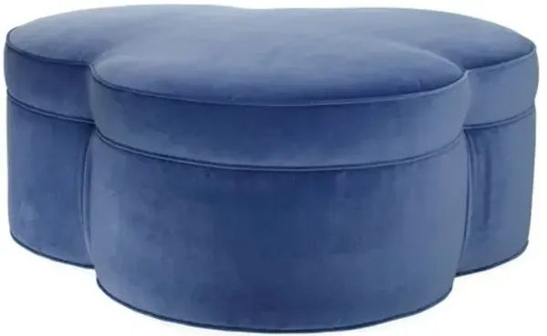 Portsmouth Upholstered Velvet Ottoman - Blue