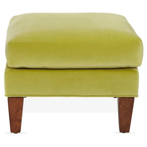 Merrimack Ottoman - Chartreuse Velvet - Yellow