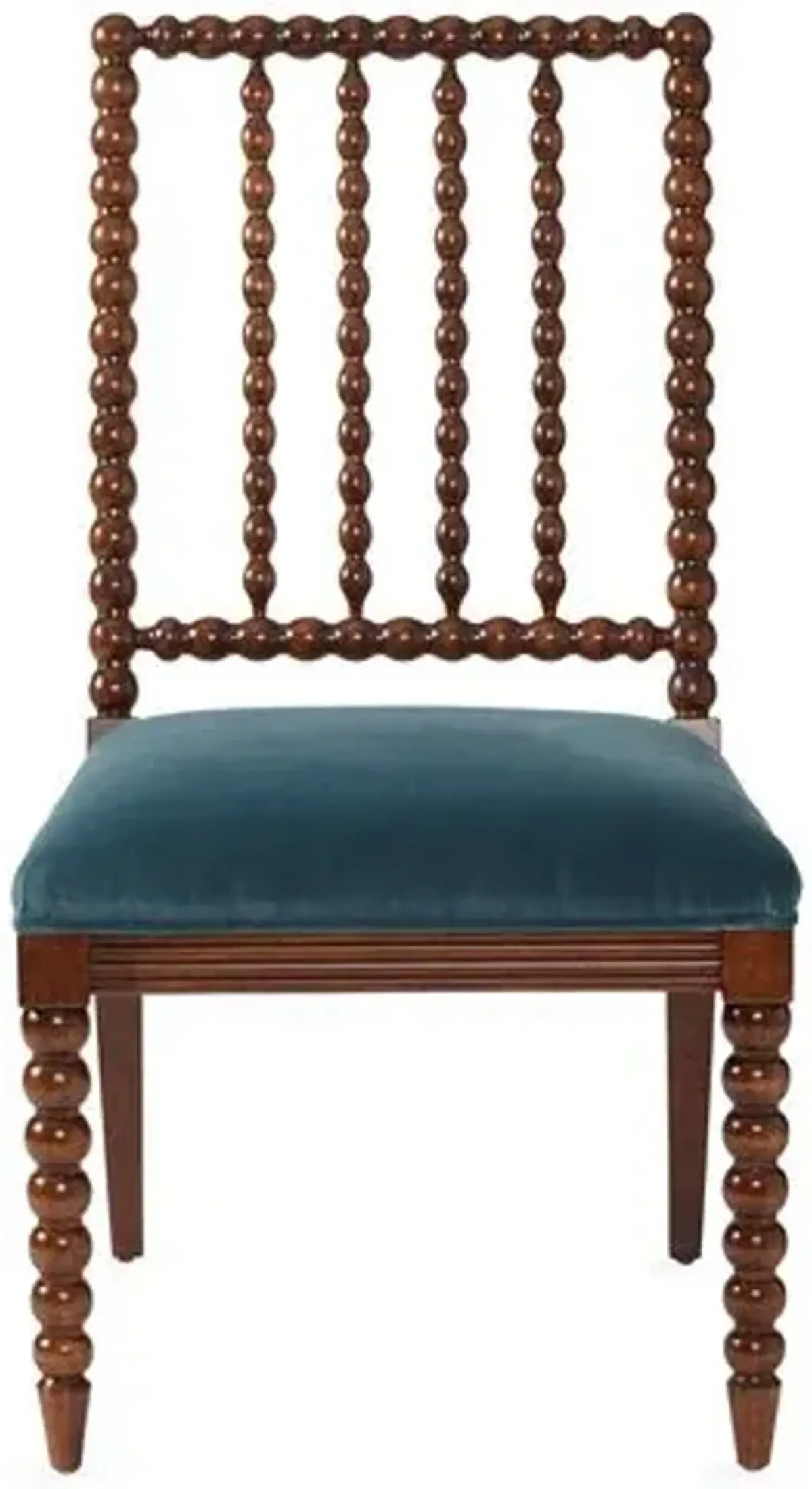 Barton Spindle Side Chair - Teal Velvet - Blue