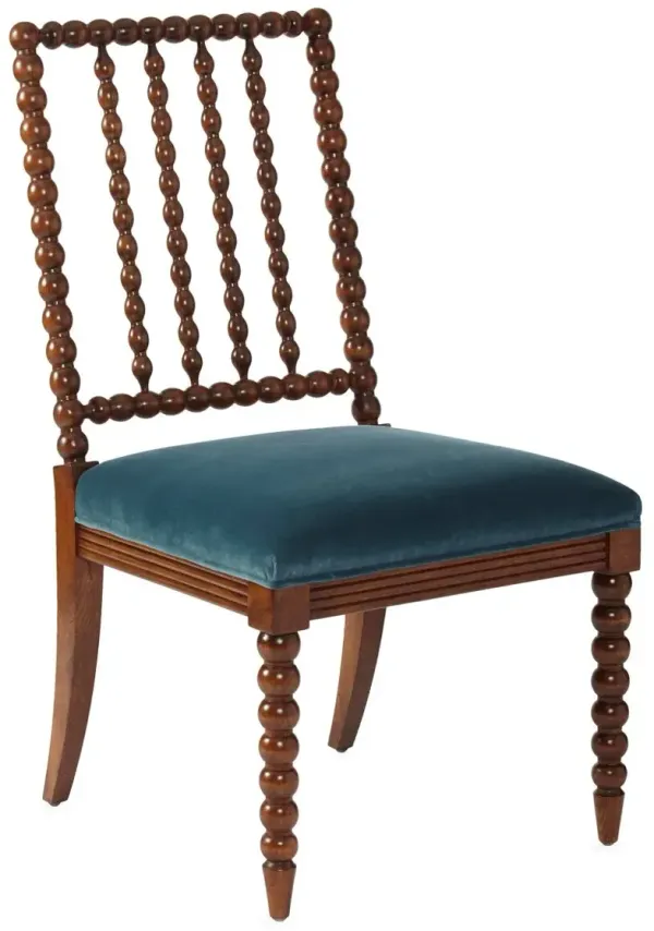 Barton Spindle Side Chair, Teal Velvet