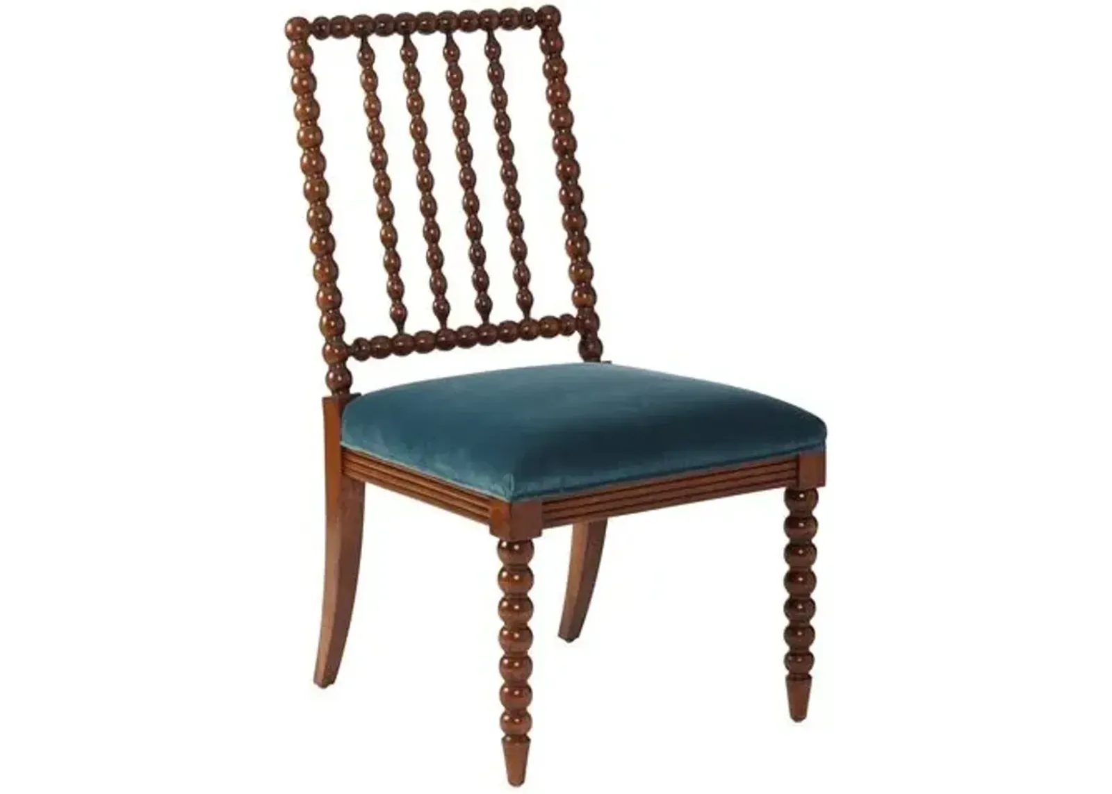 Barton Spindle Side Chair - Teal Velvet - Blue