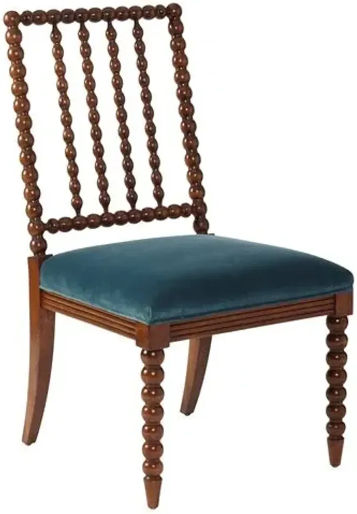 Barton Spindle Side Chair - Teal Velvet - Blue