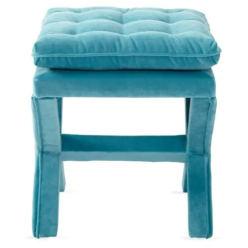 Dalton Pillow-Top Ottoman - Teal Velvet