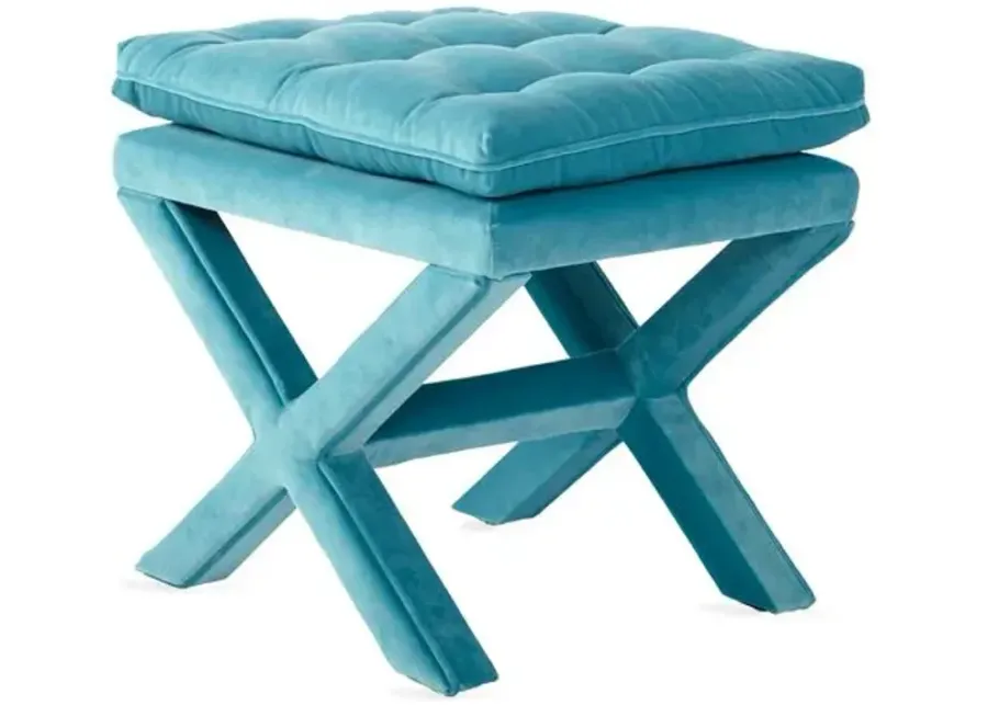 Dalton Pillow-Top Ottoman - Teal Velvet