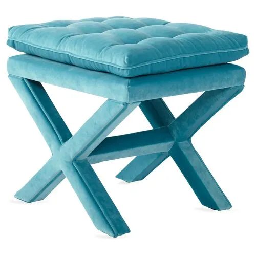 Dalton Pillow-Top Ottoman - Teal Velvet