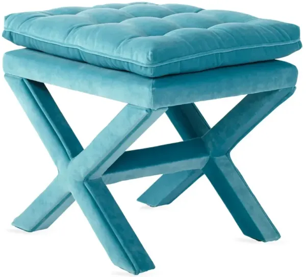 Dalton Pillow-Top Ottoman, Teal Velvet