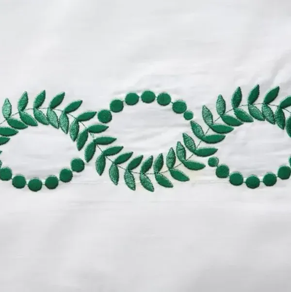 Set of 2 Wheat Pillowcases - White/Green - Hamburg House