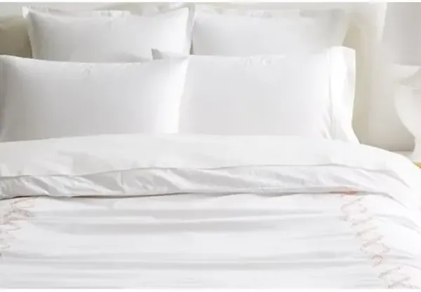 Quatrefoil Embroidered Duvet - Hamburg House - White
