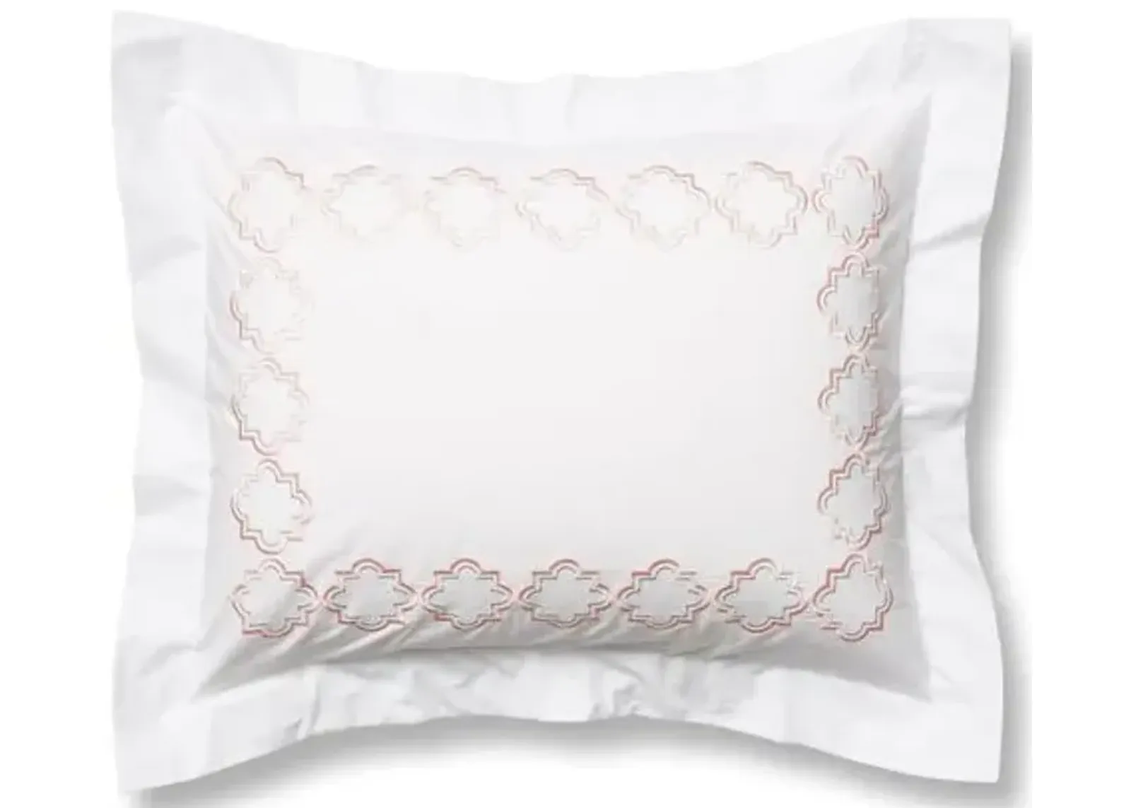 Quatrefoil Sham - White/Pink - Hamburg House