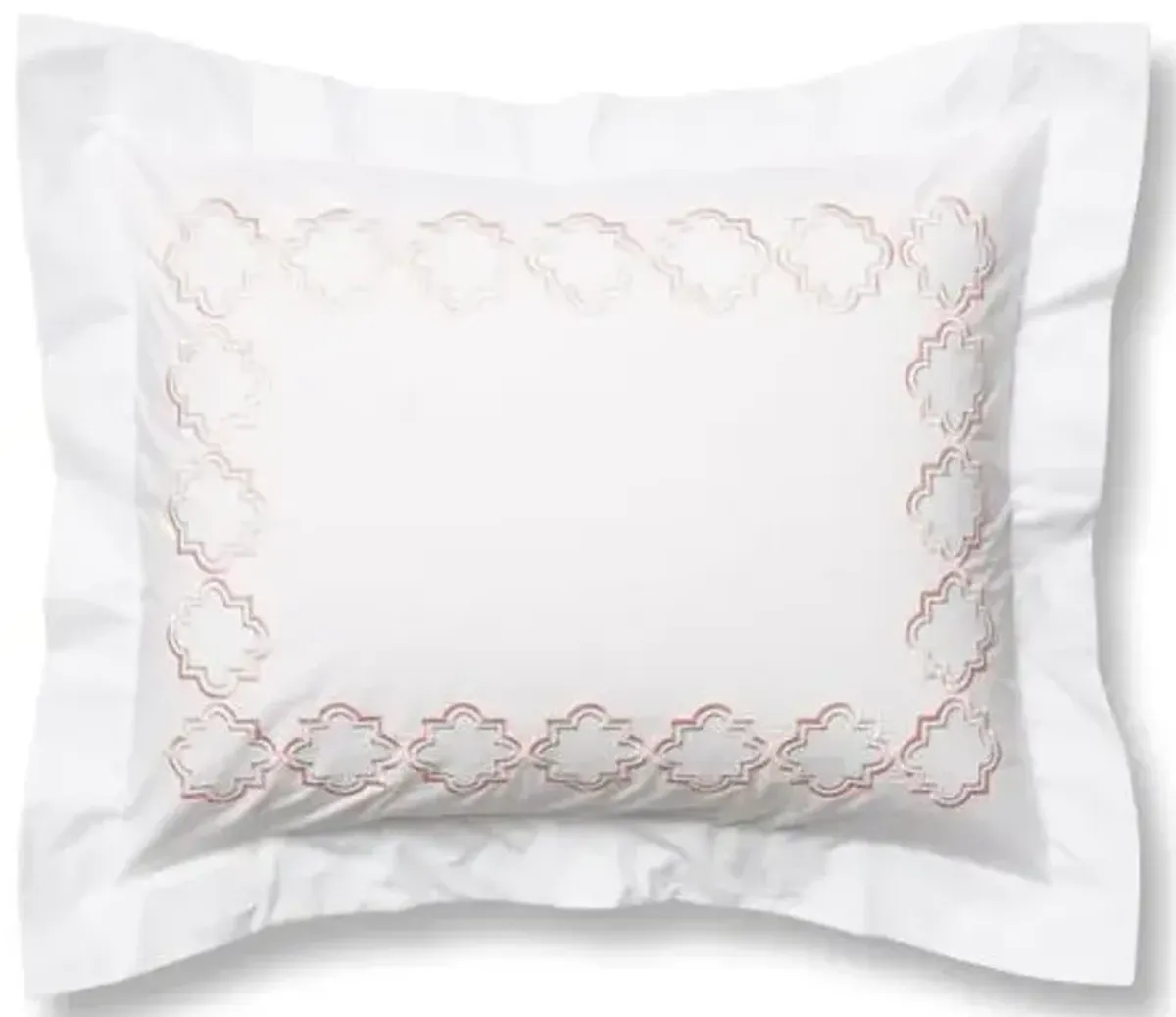 Quatrefoil Sham - White/Pink - Hamburg House