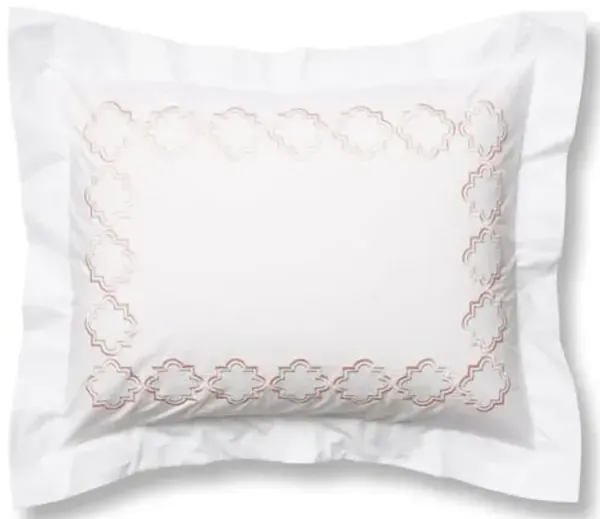 Quatrefoil Embroidered Sham - Hamburg House - White
