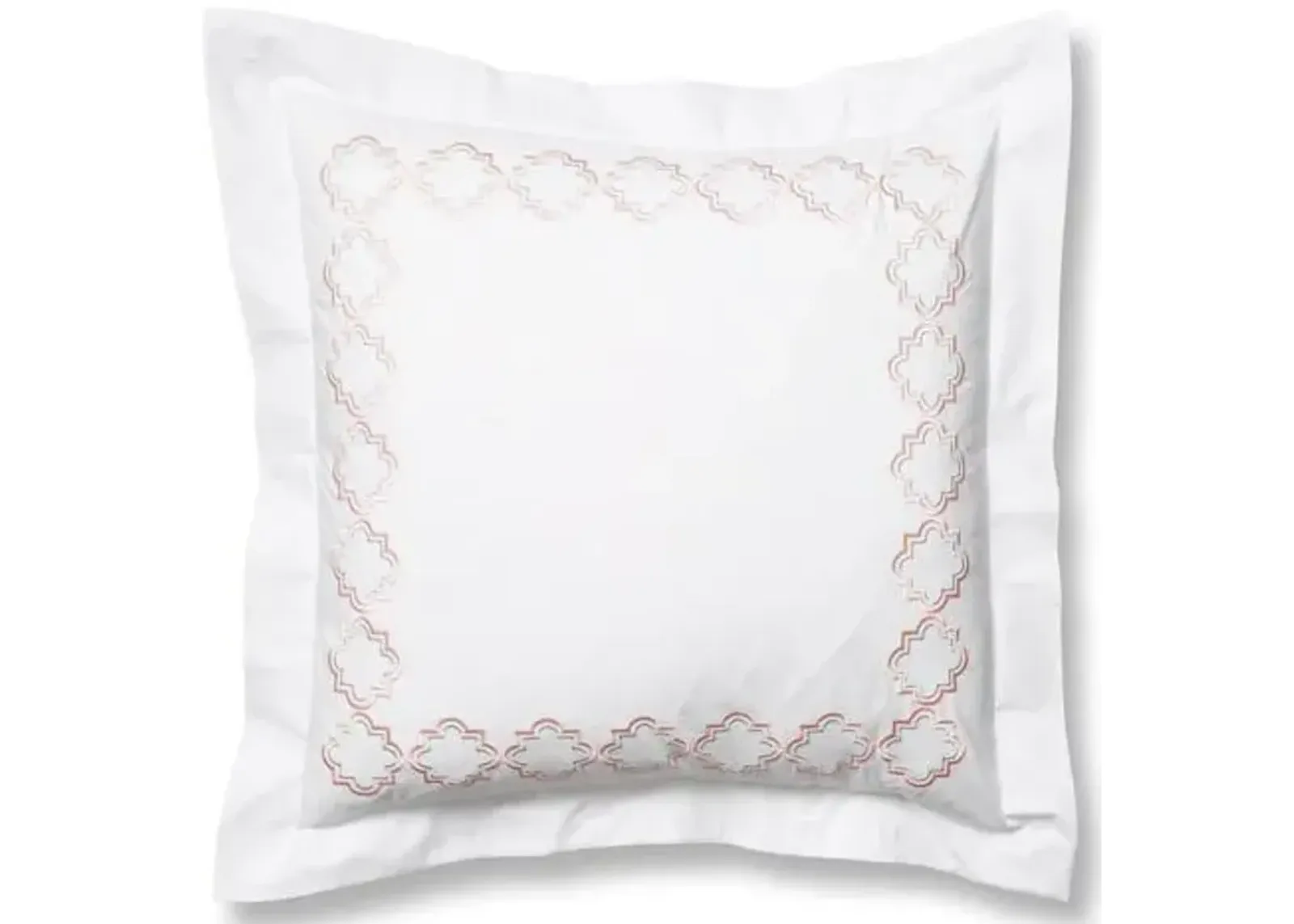 Quatrefoil Euro Sham - White/Pink - Hamburg House