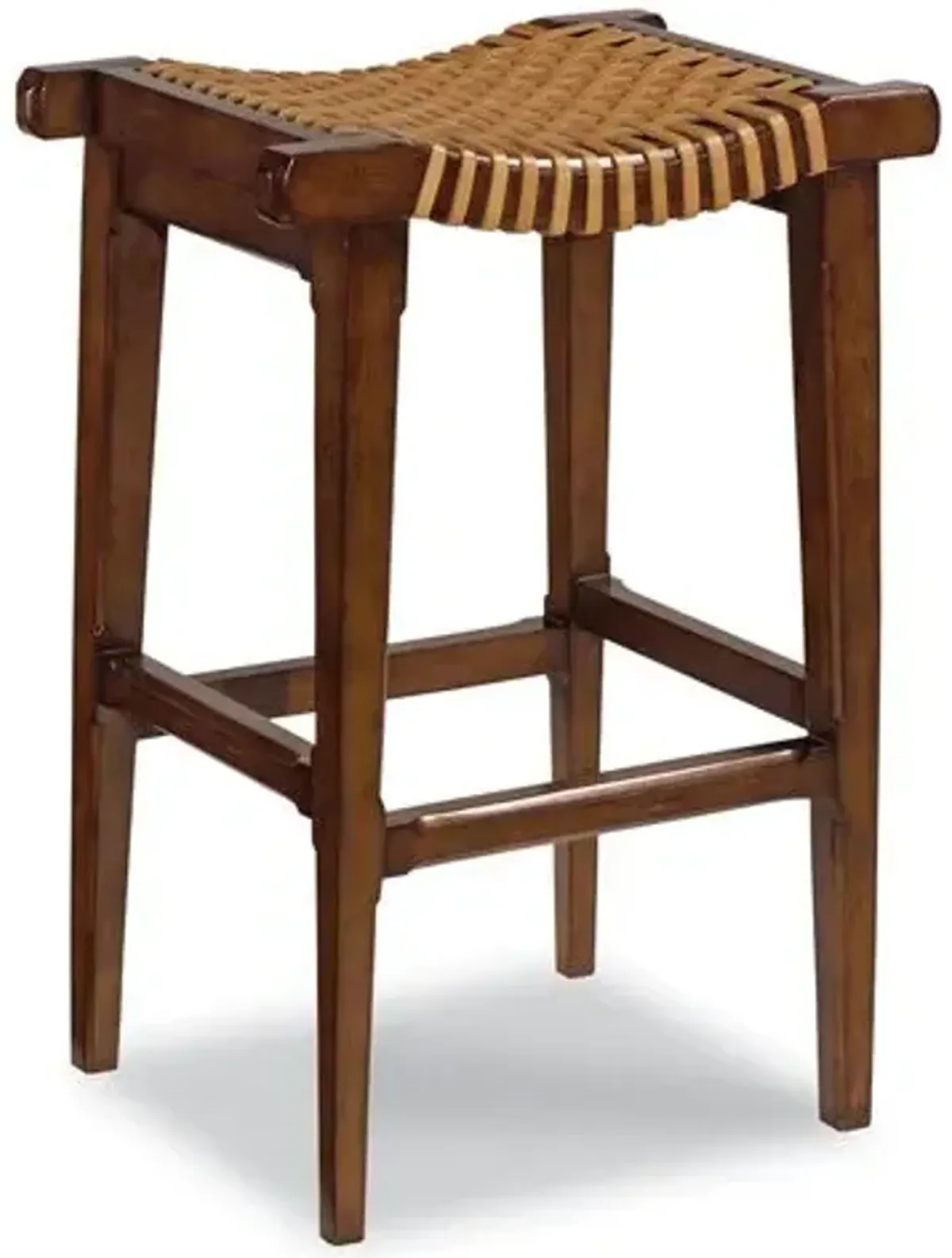 Yara Woven Leather Barstool - Natural/Bordeaux - Brown
