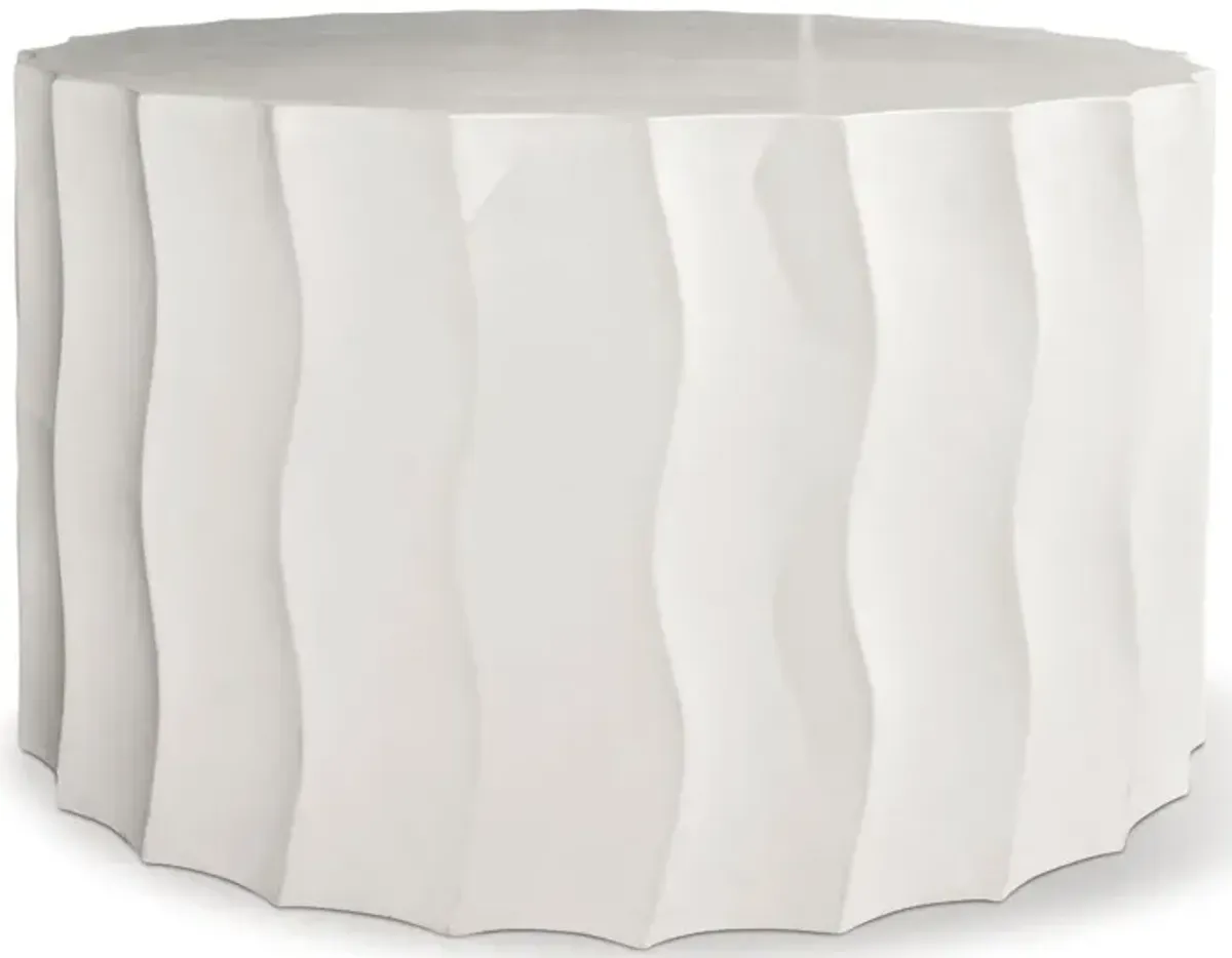 Wave Wide Concrete Side Table, Pearl