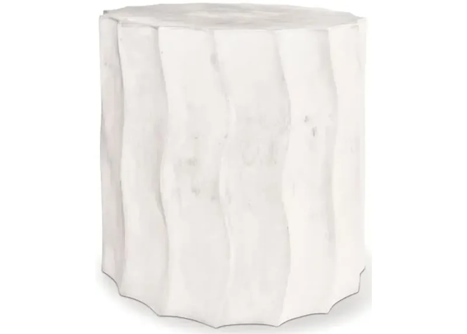 Wave Short Concrete Outdoor Side Table - Pearl - White