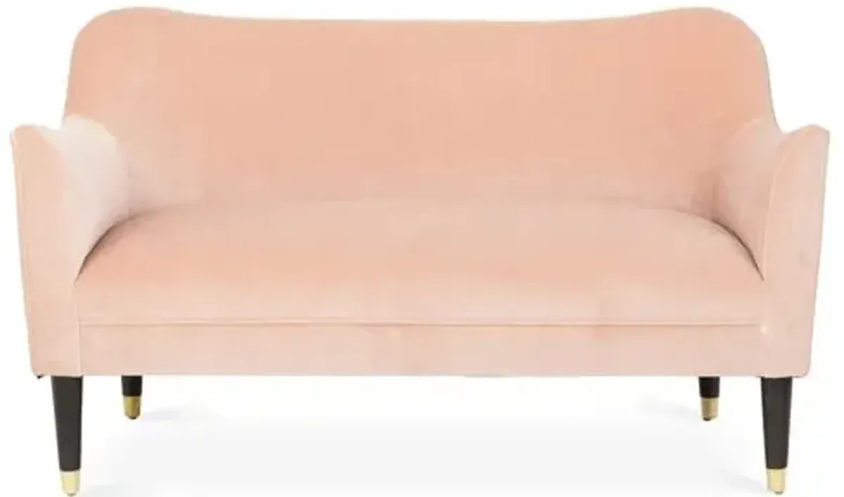 Alexander Settee - Blush Velvet - Kim Salmela - Handcrafted - Pink