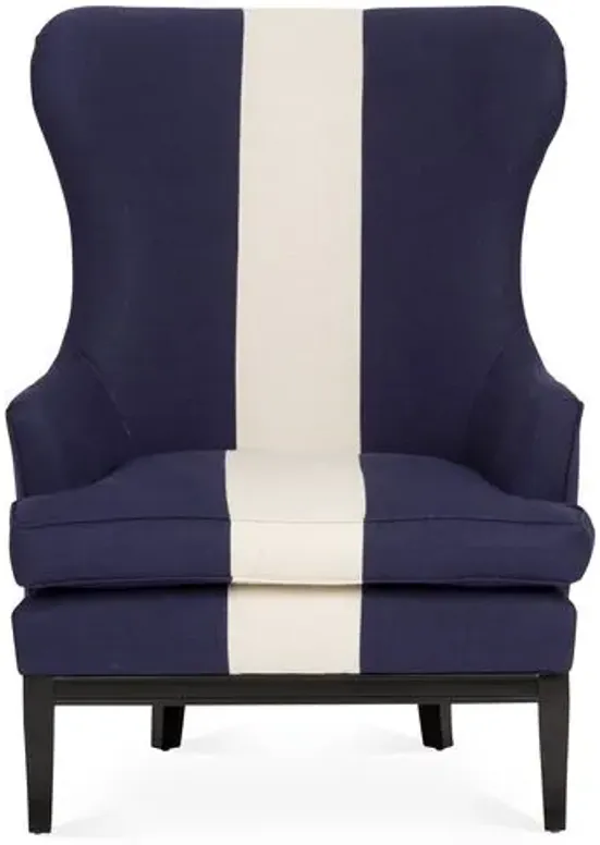 Calhoun Wingback Chair - Stripe - Kim Salmela - Handcrafted in The USA - Blue - Comfortable, Stylish