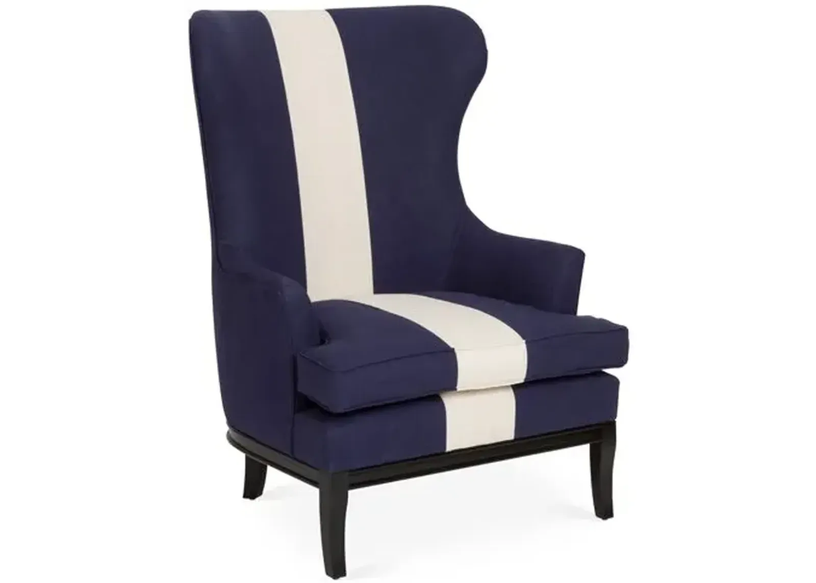 Calhoun Wingback Chair - Stripe - Kim Salmela - Handcrafted in The USA - Blue - Comfortable, Stylish