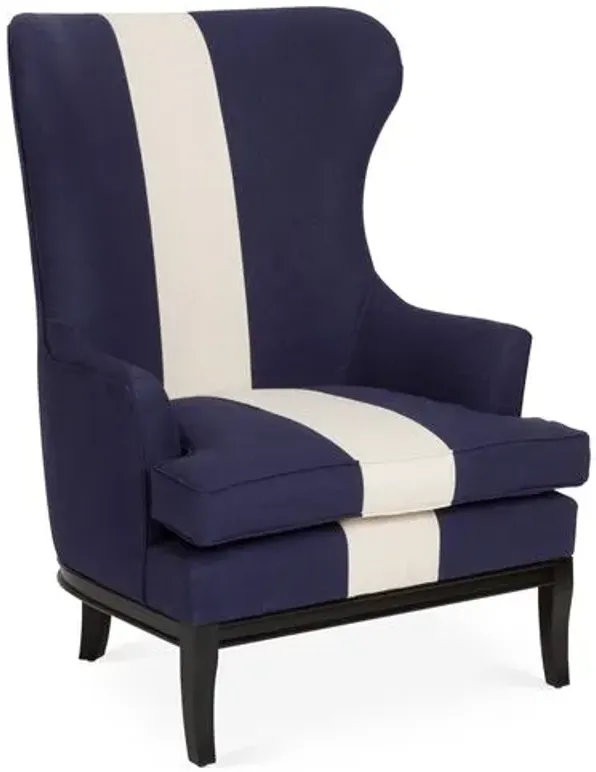 Calhoun Wingback Chair - Stripe - Kim Salmela - Handcrafted in The USA - Blue - Comfortable, Stylish