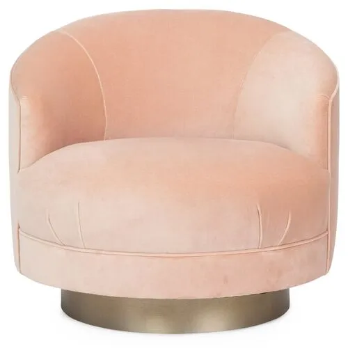 Edie Swivel Chair - Blush Velvet - Kim Salmela - Handcrafted